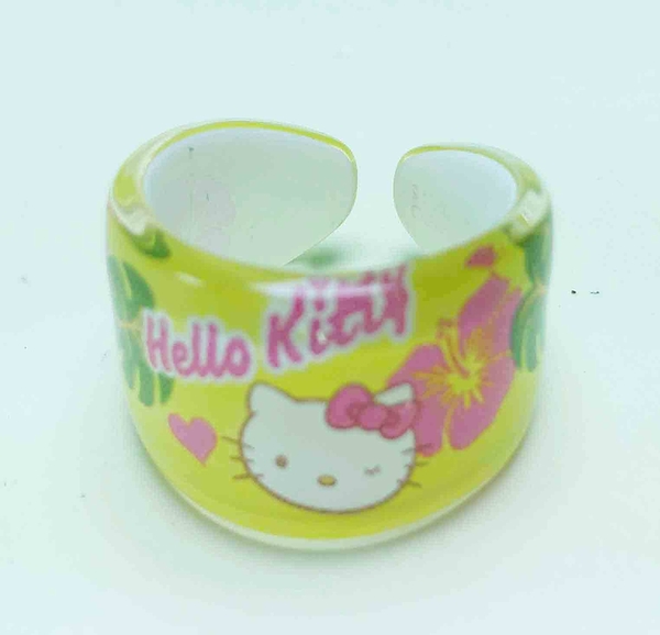 【震撼精品百貨】Hello Kitty 凱蒂貓~塑膠戒指-黃