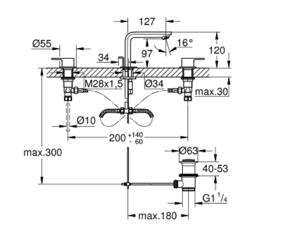 【麗室衛浴】德國GROHE LINEARE 20304001 三件式面盆龍頭 鉻色