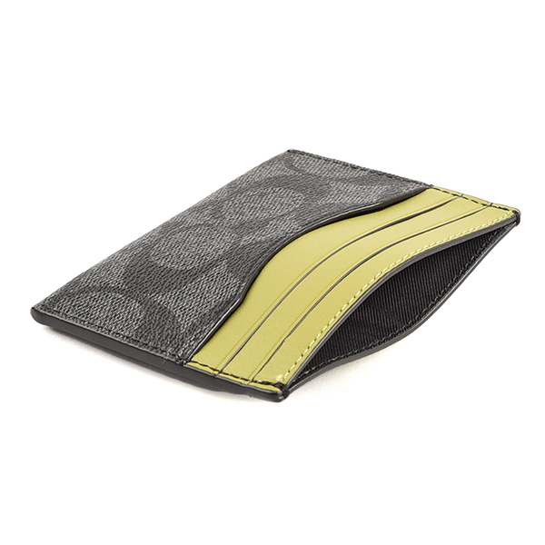 COACH大C紋拼色皮革證件夾/皮帶禮盒組(黑灰/萊姆綠)196212