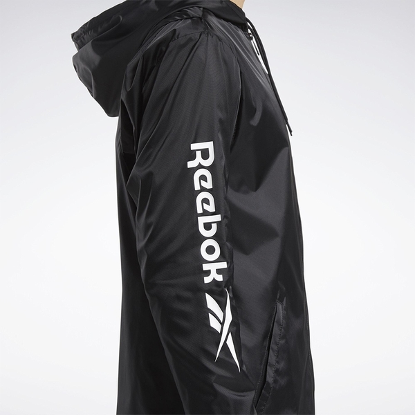 REEBOK CLASSICS VECTOR WINDBREAKER 男裝 外套 連帽 慢跑 防風 休閒 拉鍊口袋 黑【運動世界】GD0431 product thumbnail 8