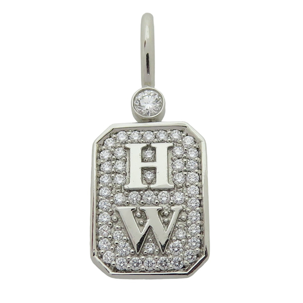【二手名牌BRAND OFF】HARRY WINSTON 海瑞溫斯頓 Charms系列 HW Logo PT950 鉑金 鑽石 墜飾