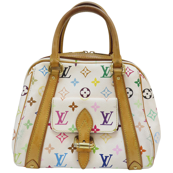 【二手名牌BRAND OFF】LOUIS VUITTON LV 路易威登 村上隆系列 白彩 原花 PVC塗層帆布 Priscilla 手提包 M40096