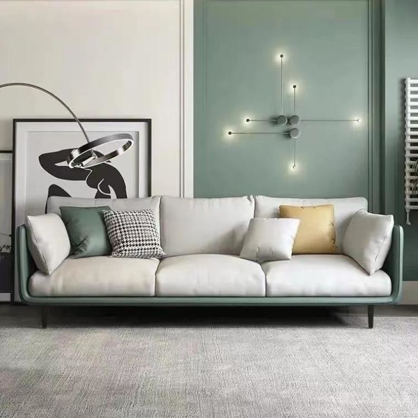 極簡輕奢布藝沙發四人組合客廳小戶型現代簡約免洗三防科技布乳膠