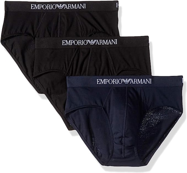 Emporio Armani 男經典棉質三件裝三角內褲(黑色)