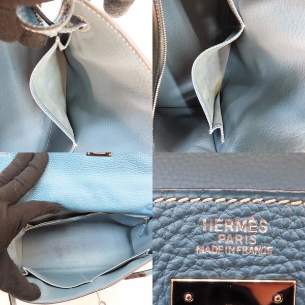 【二手名牌BRAND OFF】HERMES 愛馬仕 Bleu Jean 牛仔藍 Togo皮革 Kelly 32 兩用包 (無鑰匙.鎖頭) product thumbnail 6