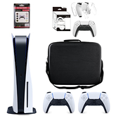 SONY PS5光碟版主機雙手把同捆組+便攜收納包+控制器保護殼+控制器鍵帽(PlayStation 5)(預購)