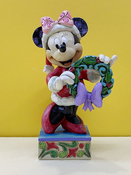 【震撼精品百貨】Disney 迪士尼~Enesco精品雕塑-迪士尼米妮塑像-聖誕節米妮花圈#65009