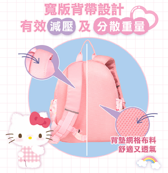 impact 怡寶 兒童後背包 Hello Kitty 50週年款 三麗鷗 小款 雙肩包 外出包 IMQKT004 得意時袋 product thumbnail 5