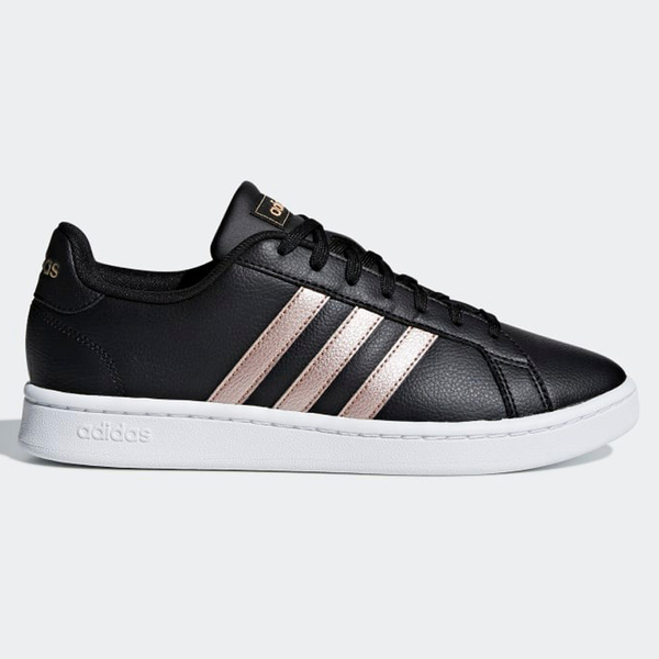 ADIDAS GRAND COURT 女鞋 休閒 經典 復古 皮革 黑 金【運動世界】F36486 product thumbnail 2