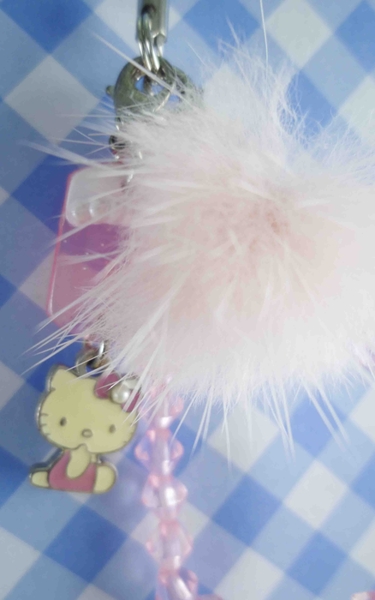 【震撼精品百貨】Hello Kitty 凱蒂貓~KITTY手機提帶-粉珠(毛)