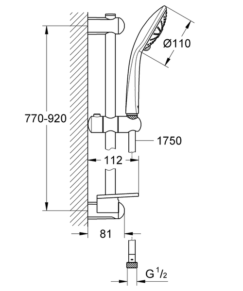 【麗室衛浴】GROHE 德製工藝頂級龍頭品牌 Power & Soul 34464 定溫龍頭蓮蓬頭+滑桿組桿組90cm 27226001