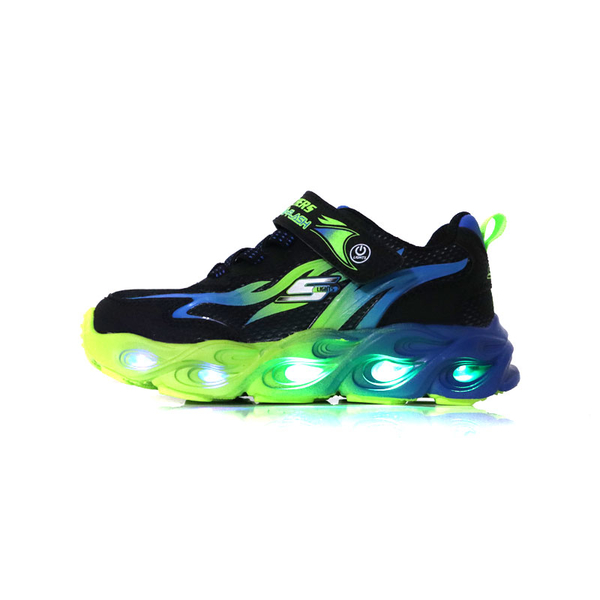 SKECHERS S-LIGHTS 運動鞋 電燈鞋 童鞋 魔鬼氈 黑/藍綠 400103LBBLM no594 product thumbnail 7