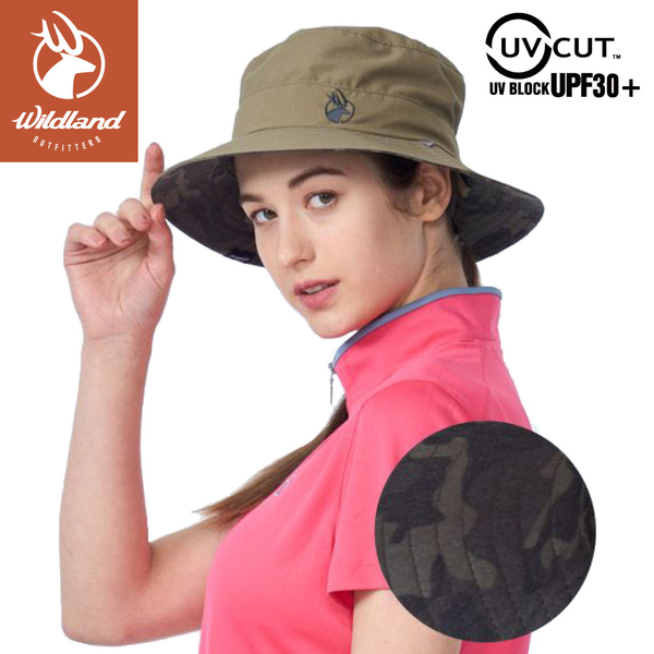 【Wildland 荒野 中性抗UV印花雙面漁夫帽《小麥色》】W1076/防曬帽/遮陽帽