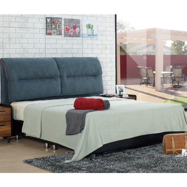 皮床 布床架 SB-085-2A 艾德琳5尺灰藍布雙人床(不含床墊及床上用品)【大眾家居舘】