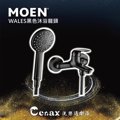 【美國MOEN】第一暢銷品牌 威爾士單把手沐浴龍頭（啞光黑）