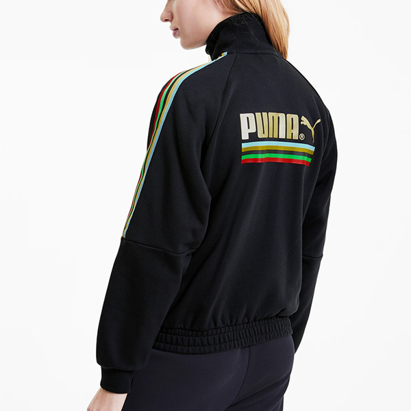 PUMA TFS 女裝 外套 夾克 棉質 寬版 立領 側袋 LOGO 印花 黑金 歐規【運動世界】59836951 product thumbnail 3