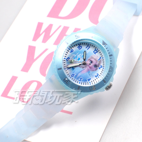 Disney 迪士尼 時尚卡通手錶 冰雪奇緣 艾莎公主 安娜公主 兒童手錶 數字 女錶 粉藍色 DT冰雪透藍