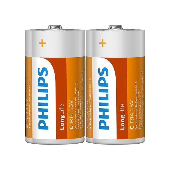 PHILIPS 飛利浦 Long Life碳鋅2號電池(2入)【小三美日】※禁空運 DS009914