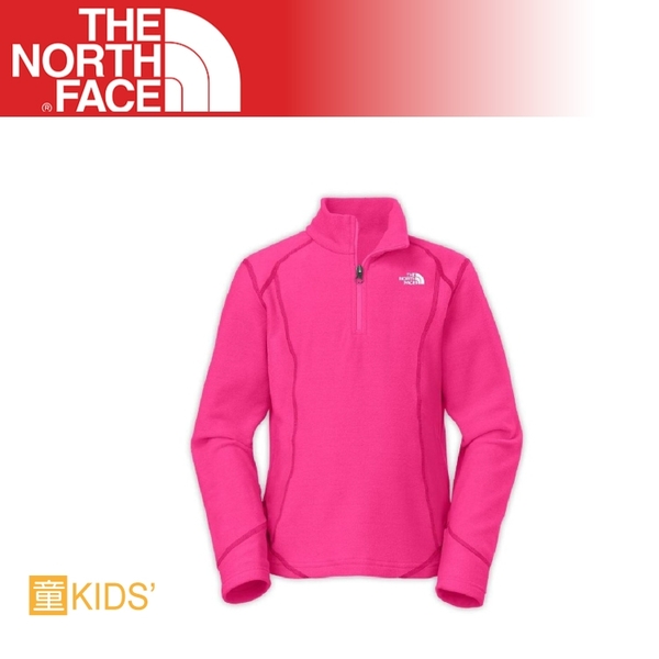 【The North Face 女童 刷毛套頭衫《粉桃紅》】A9DU/質輕/保暖上衣/立領