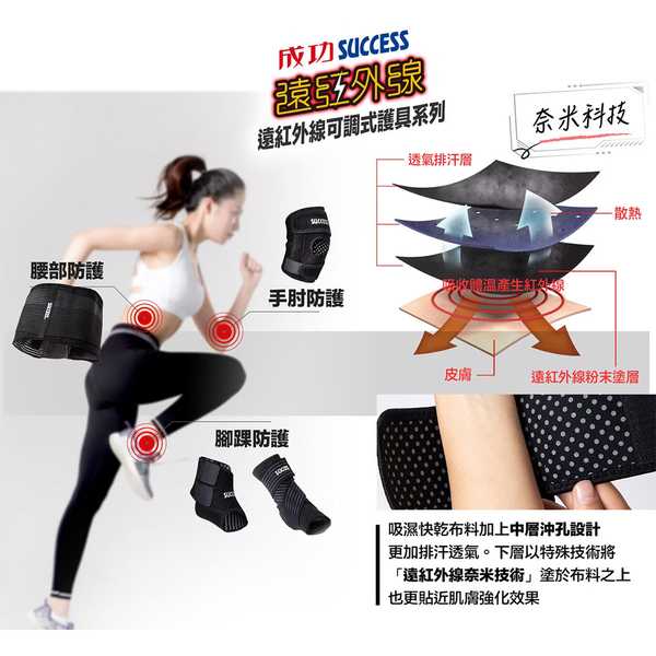成功SUCCESS 遠紅外線可調式支撐型護膝(男女通用) S5129 台灣製 product thumbnail 5