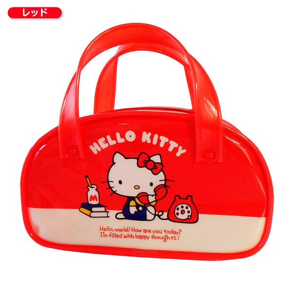【震撼精品百貨】Hello Kitty 凱蒂貓~HELLO KITTY防水小提袋-打電話圖案-紅色