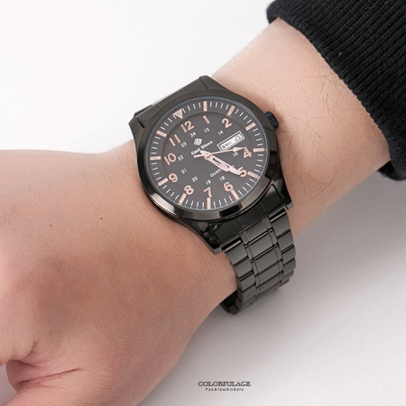 男生手錶 黑色系不鏽鋼手錶 搭戴日本石英機芯 30米防水【NE1797】