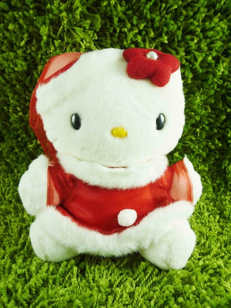 【震撼精品百貨】Hello Kitty 凱蒂貓~KITTY絨毛娃娃-聖誕老人圖案-紅紗SS