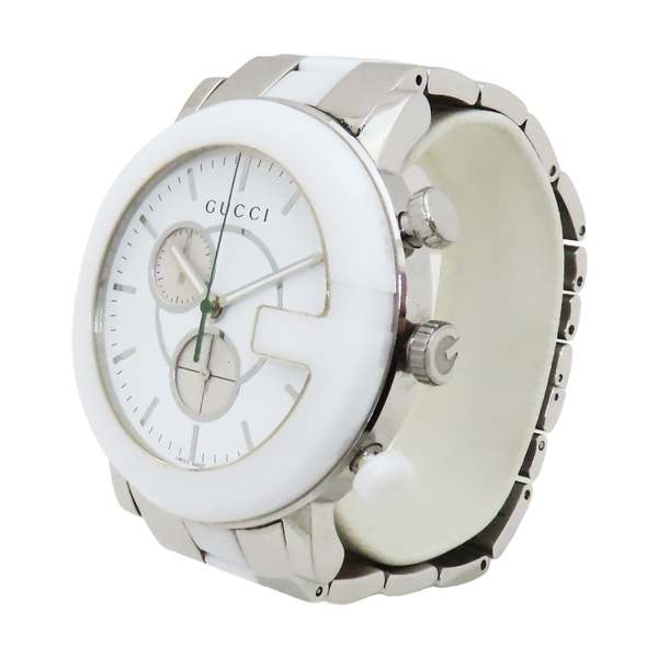 【二手名牌BRAND OFF】GUCCI 古馳 G-Chrono 白色陶瓷 不鏽鋼 石英腕錶 YA101345 product thumbnail 4