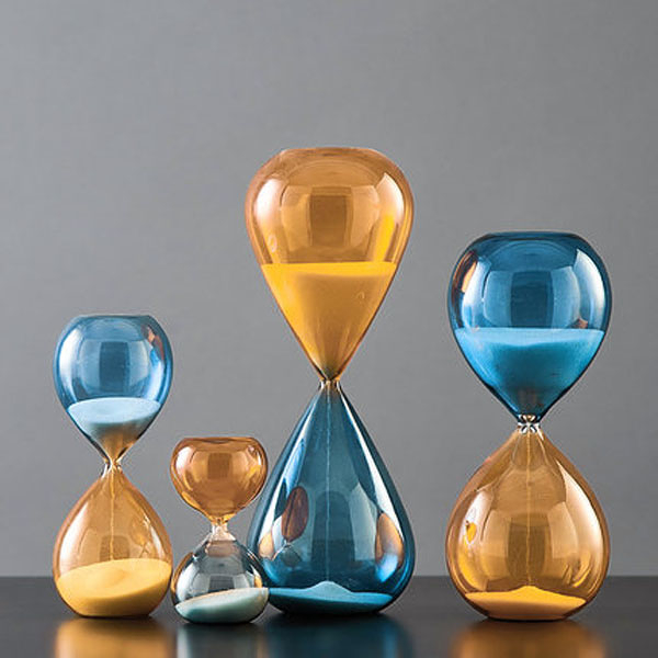 現貨－藍橙色 (中號30分鐘) 玻璃沙漏 北歐ins創意沙漏計時器 桌面擺件 裝飾品 禮物
