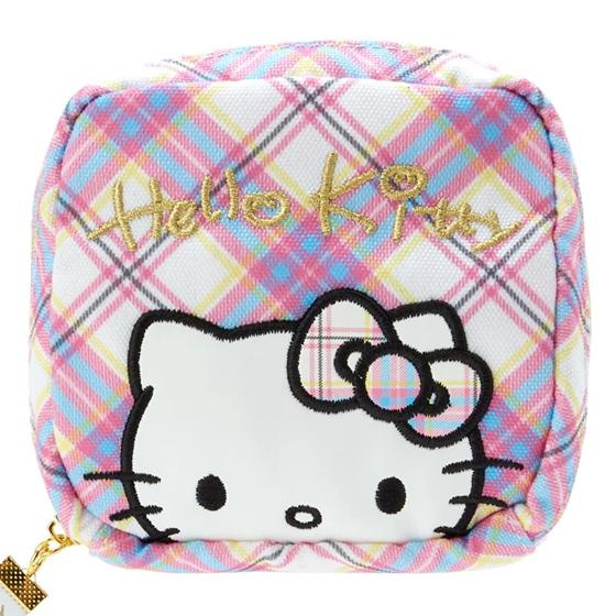 【震撼精品百貨】Hello Kitty 凱蒂貓~日本Sanrio三麗鷗 KITTY尼龍方形拉鍊化妝包-蘇格蘭*36843 product thumbnail 4