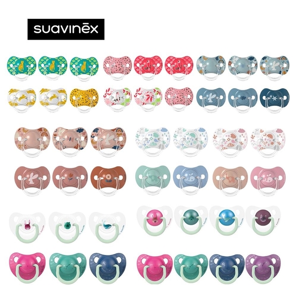 Suavinex 蘇維妮 扁圓型奶嘴 ｜拇指型奶嘴 2入裝-親密回憶/魔幻森林/迷幻熱帶【六甲媽咪】