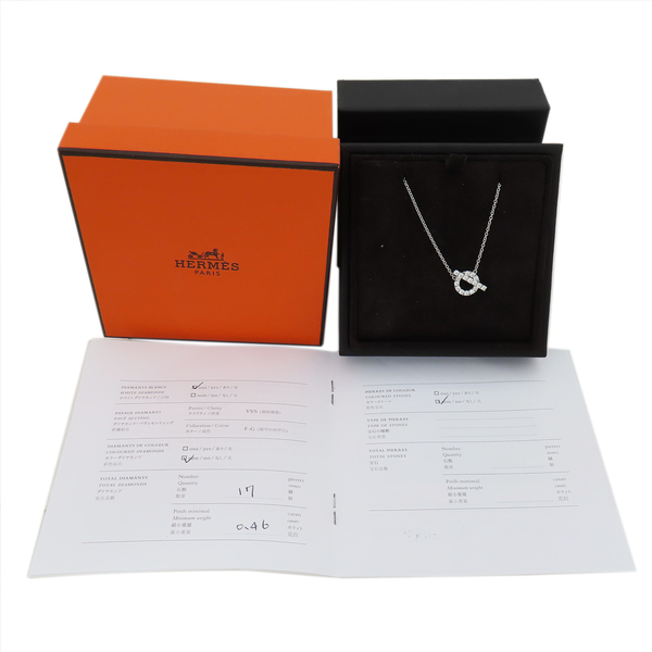 【二手名牌BRAND OFF】HERMES 愛馬仕 Finesse 18白K金 17D 0.46CT Q字鑲鑽項鍊 product thumbnail 7