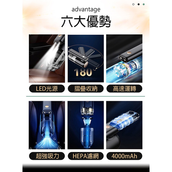 TWLADY 無線折疊手持吸塵器/車用家用/USB充電 TW-002 product thumbnail 2