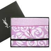 YSL經典LOGO玫瑰織紋純棉毛毯禮盒(紫紅色)989208-77