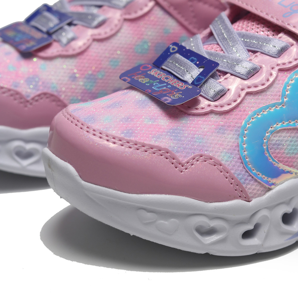 SKECHERS 童鞋 HEART LIGHTS 粉紅 愛心 發光 燈鞋 小童 302691NPKLV product thumbnail 3