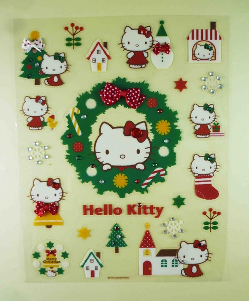 【震撼精品百貨】Hello Kitty 凱蒂貓~KITTY貼紙-耶誕花圈(s)