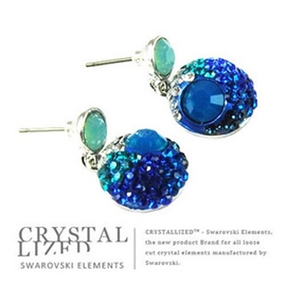 新光飾品-藍色妖姬圓形水晶耳環