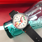 TIMEX 天美時 / TXTW2V26000 / 可口可樂聯名 彩色字樣 INDIGLO專利冷光照明 真皮帆布手錶 米x黑 40mm