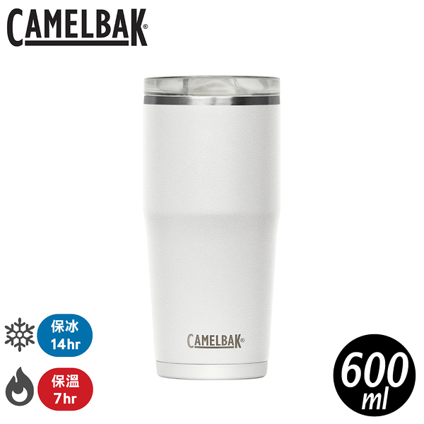 【CamelBak 美國 600ml 防漏不鏽鋼雙層真空保溫杯《白》】CB2845101060/鋼杯/冰霸杯/水杯