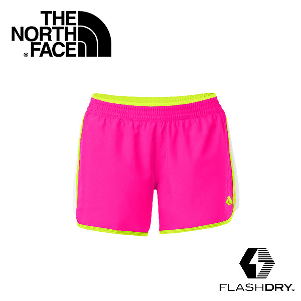 【THE NORTH FACE 女 FLASHDRY快排短褲螢光粉/白/日光黃】A7H1/簡單/透氣/越野/跑步/螢光