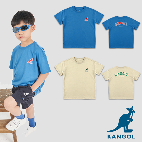 KANGOL 童裝 短T 卡其 藍 小LOGO 短袖 兒童 6326100331 6326100382