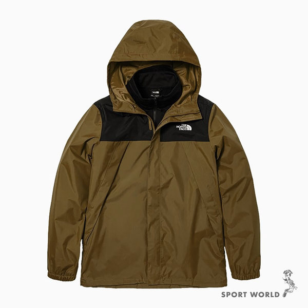 The North Face 男裝 兩件式連帽外套 3效能 防水 防風 橄欖綠【運動世界】NF0A7W7TWMB