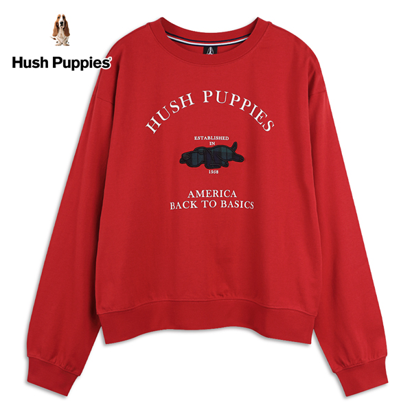 Hush Puppies T恤 女裝趴趴狗格紋貼布長袖落肩T恤 product thumbnail 3