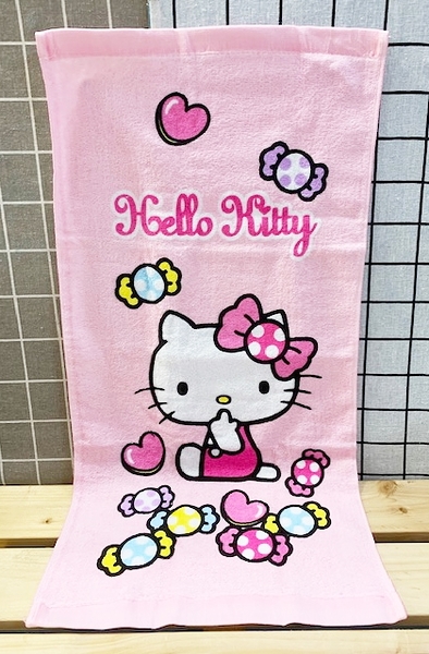 【震撼精品百貨】Hello Kitty 凱蒂貓~日本三麗鷗 KITTY中毛巾/童巾(2入)-糖果#01813