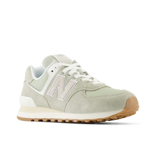 New Balance 女 574 復古 B楦 麂皮 休閒鞋 穿搭 灰綠色 WL574QD2 product thumbnail 3