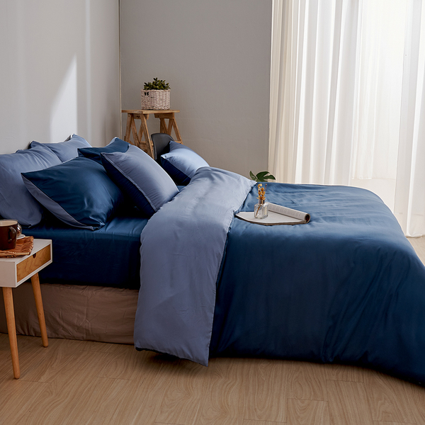 床包 / 雙人【素色天絲-銀河藍】含兩件枕套 60支天絲 戀家小舖台灣製AAU201