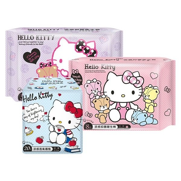 Hello Kitty 涼感透氣護墊／萌萌衛生棉(日用)／甜睡衛生棉(夜用特長)1包入 款式可選 DS001846