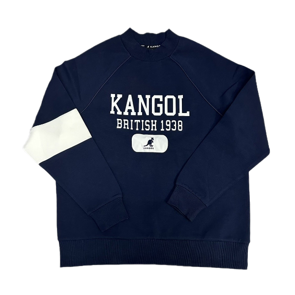 KANGOL 長袖 大學T 深藍 大LOGO 微高領 中性 6255100380