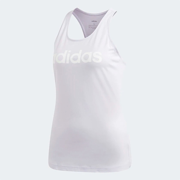 ADIDAS LINEAR TANK TOP 女裝 背心 慢跑 訓練 修身 挖背 棉質 淡紫【運動世界】FM6354