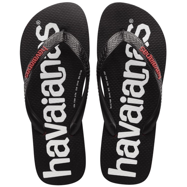 havaianas 哈瓦士 巴西人字拖 男款/女款 Logomania II 黑底白字 涼鞋 拖鞋 夾腳拖 海灘鞋【南風百貨】